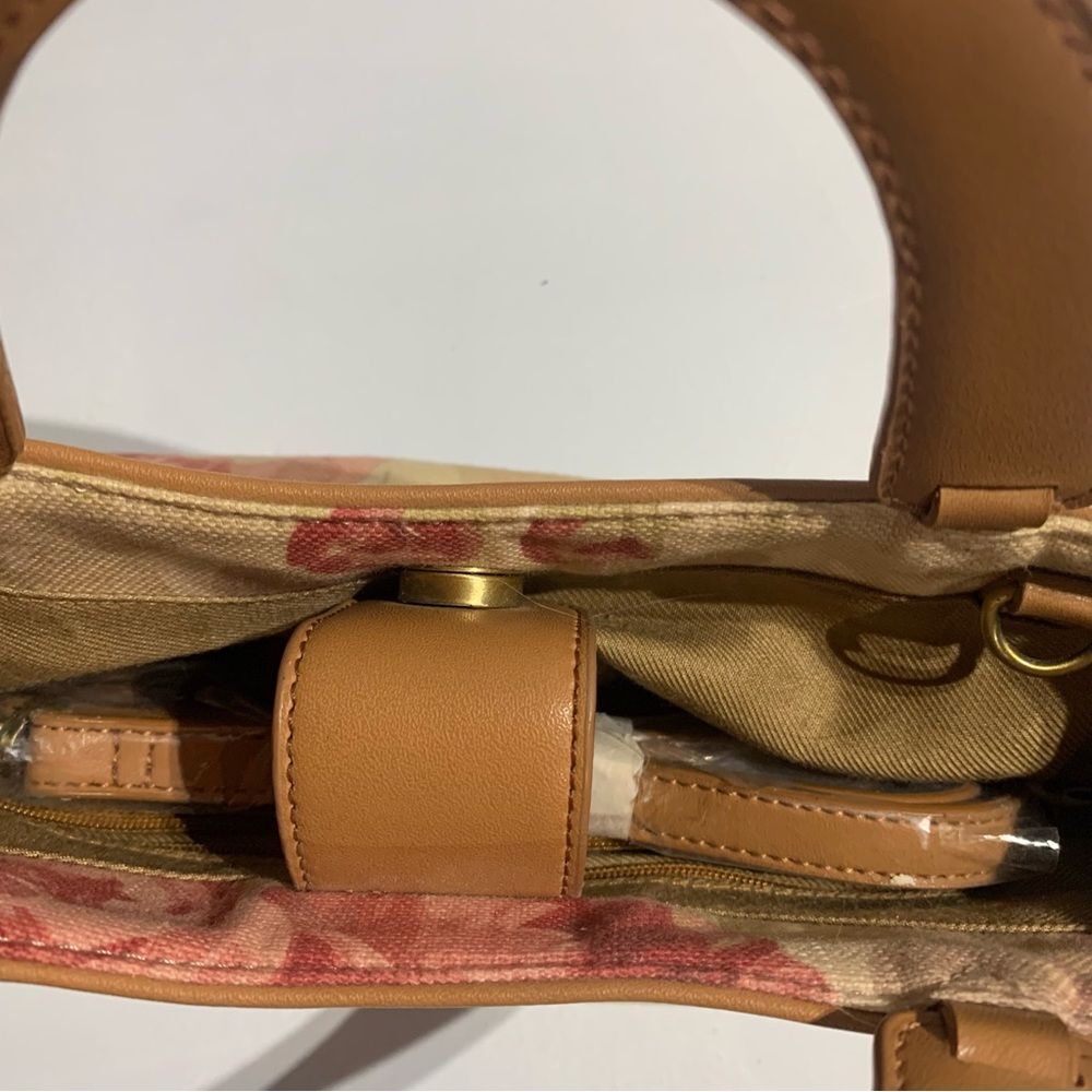 Fossil Floral Mini Tote in Cream, Pink & Tan - Picture 9 of 13